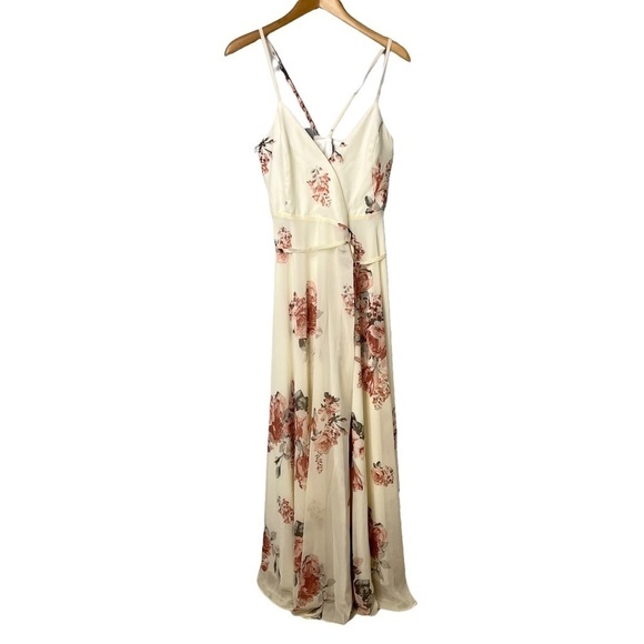 Lulus Wrap Macy Dress Elegantly Inclined Cream Floral Print Size Medium - Picture 2 of 8
